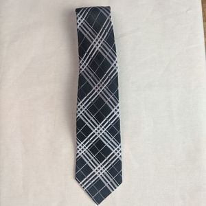 EXPRESS Black and White Tartan SIlk TIe